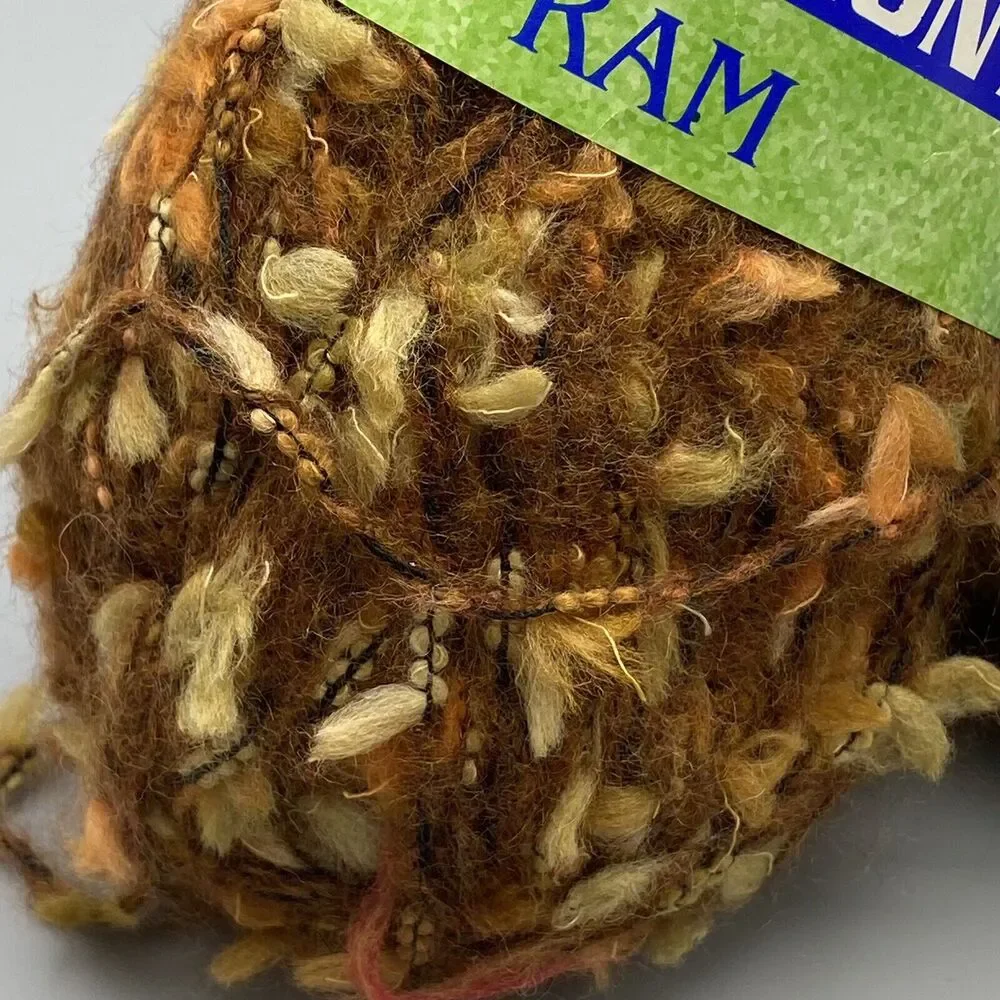 Harmony RAM Yarn 3 Skeins‎ Brown Rust Eyelash Boucle Wool Acrylic Blend DK 100g